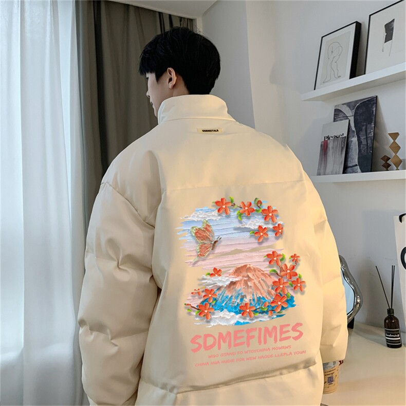 均可提供短视频 高品质港风水彩花PU皮加厚棉衣PM113-p110控148图片