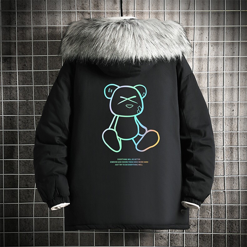 MM48139-P130 冬季大毛领棉衣男士大码加厚棉袄男棉服 网格图片