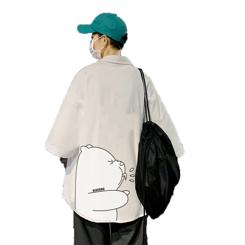 ！夏款港风冰丝衬衣男黑寸衫男白短袖衬衫男DXC281-P30,男装衬衫,电商B371