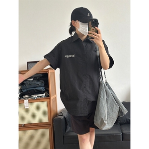 夏季新款速干短袖刺绣衬衫潮流港风宽松百搭男半袖 CS285-P35图片