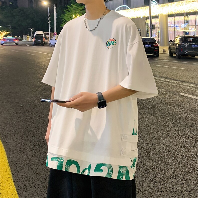 数据！设计感拼接撞色短T恤夏季宽松休闲男上衣XT226-P45控68,男装T恤,电商B370