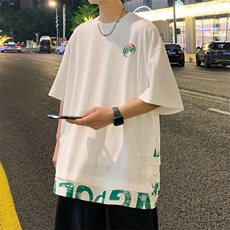 数据！设计感拼接撞色短T恤夏季宽松休闲男上衣XT226-P45控68，男装T恤，电商B370