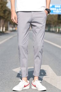 2021春夏新款哈伦裤休闲裤男九分裤男士修身小脚潮男裤子图片