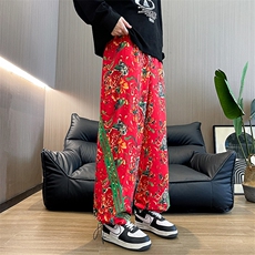 KF1条纹大花休闲裤九分哈伦运动新中式汉服表演出男女裤子团队潮，男装休闲裤，星座115A(原星座507）