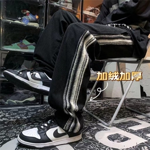 美式高街欧棉绒加绒加厚直筒休闲运动裤货号K682P60加绒P75控价98图片