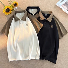 2025新款撞色翻领polo衫短袖t恤半袖上衣潮流班服现货T1847-P25，男装T恤，星座512-4