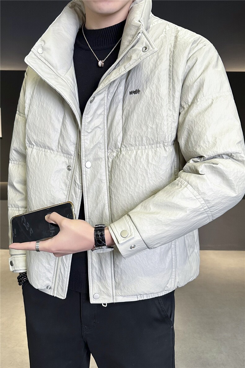 标50男士羽绒服2025新款石头纹皮外套B240-YR8890-P235,男装羽绒服,电商B240