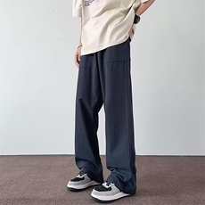 美式高街口袋皱褶工装裤男女做旧阔腿微喇叭通勤裤子潮K6093-P49，男装休闲裤，星座412-2