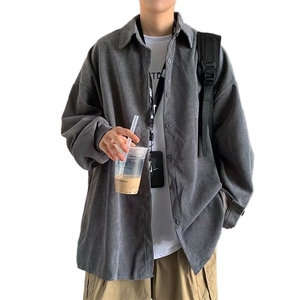 网络图K54高质量灯芯绒长袖衬衫 深灰 蓝 卡其 M~3XL P20图片