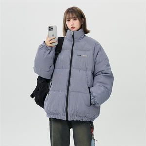 XZ-230-1MY700中性风简约百搭格子刺绣双面穿休闲面包服P118控158图片
