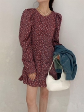 碎花包裙连衣裙，女装连衣裙，驿谷