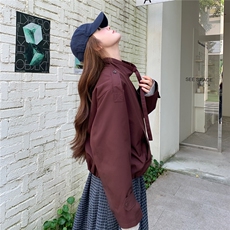 复古红色短款风衣外套女2025秋季新款高级感英伦风小个子夹克上衣，女装短外套，2C307