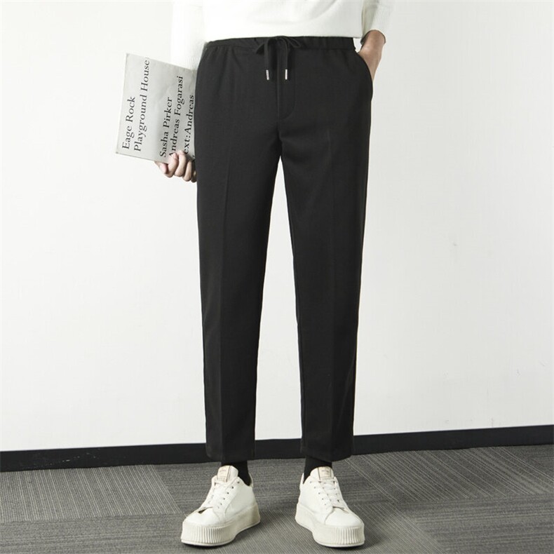 店主风秋冬季毛呢裤子男士修身小脚休闲直筒加厚九分小西裤XM3，男装西裤，星座1116A-2（原606A-1）