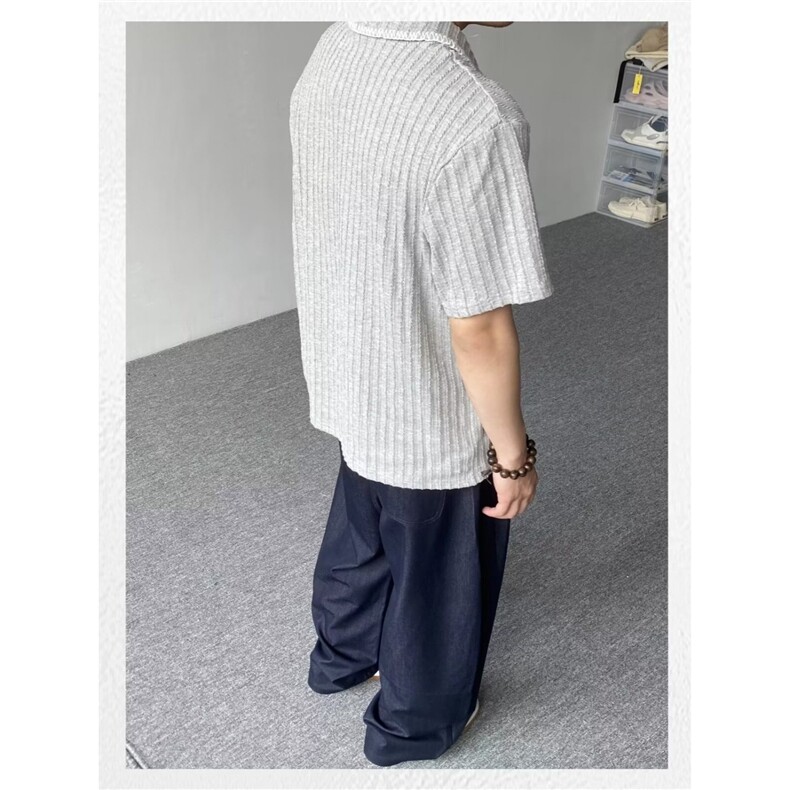 复古手缝线麦穗纹针织T恤男女宽松休闲短袖上衣潮T3205-P42,男装T恤,星座208-5