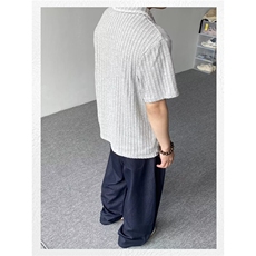 复古手缝线麦穗纹针织T恤男女宽松休闲短袖上衣潮T3205-P42，男装T恤，星座208-5