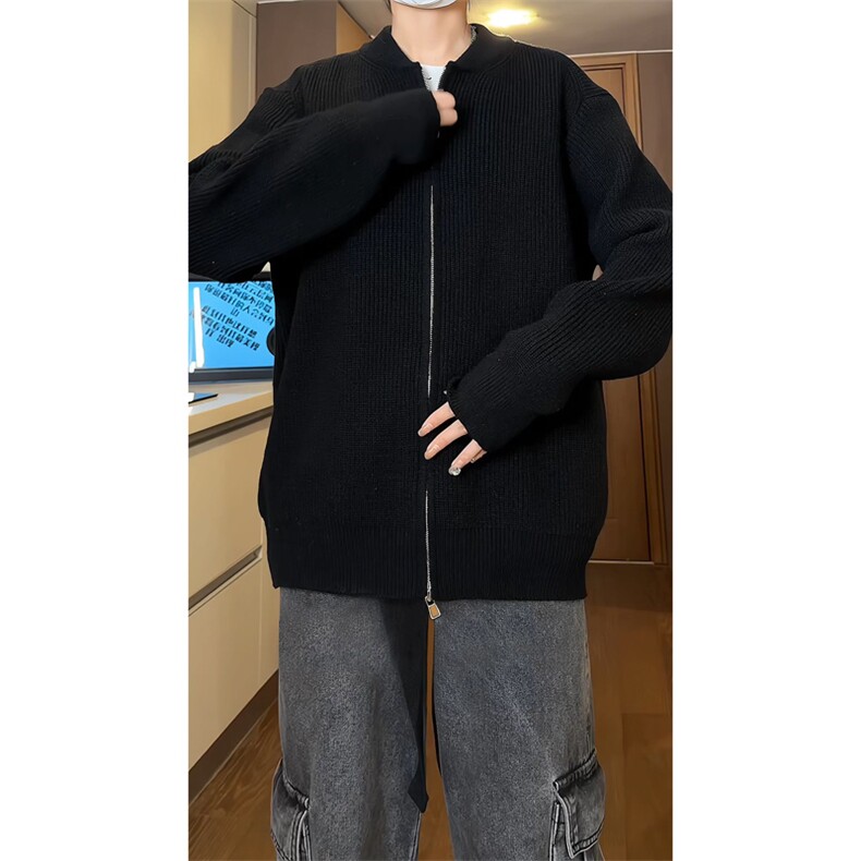 ！棒球领双拉链开衫针织毛衣男CP16-特p55，男装针织衫/毛衣，电商B371