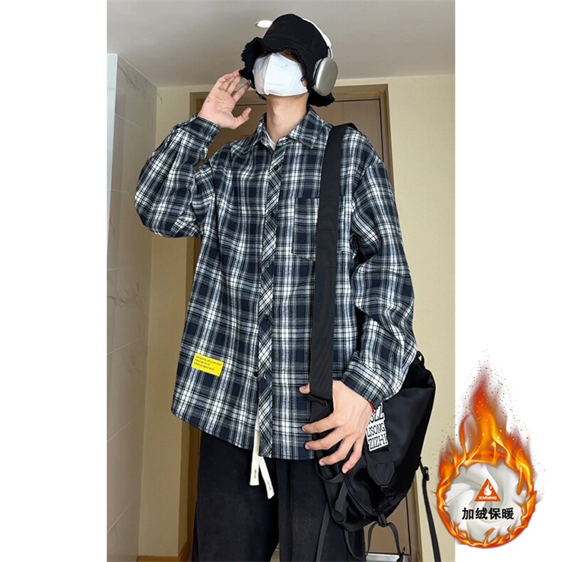 冬季格子衬衫休闲内搭衬衣高级感外套男C2158-特P28/CJ9738-特P40,男装衬衫,电商A007