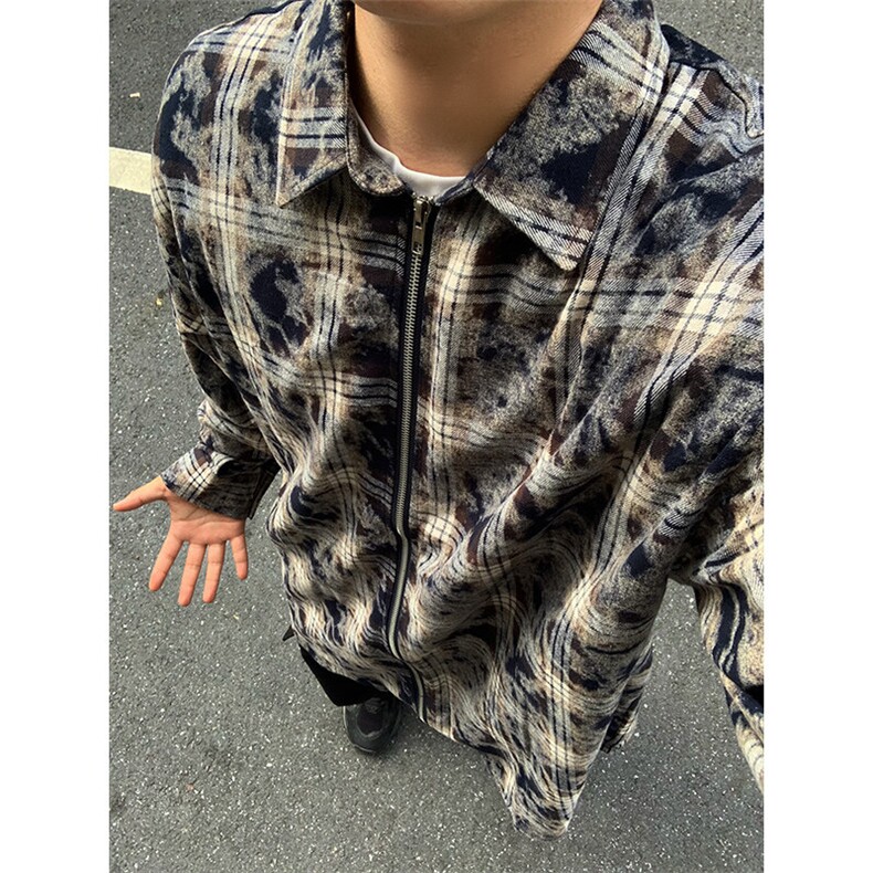 特P60无差价新款潮流格子设计长袖衬衫-HS2303男模外景,男装衬衫,电商A003
