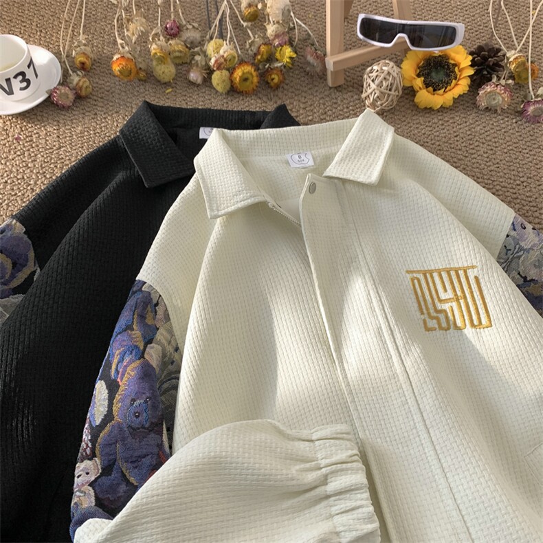26新款小香风小熊撞色拼接潮流上衣夹克外套504-W662-P65,男装夹克,星座504