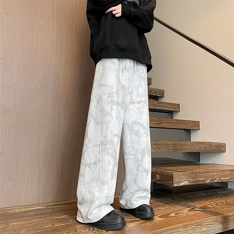 8XL-M春季侧边大口袋弯刀卫裤男款痞帅脏脏工装裤大码休闲裤KZ021,男装休闲裤,电商B312