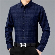 中年男士长袖衬衫40-50岁2023秋季新款中老年爸爸衬衣薄款，男装衬衫，电商B212（原钱塘6029）