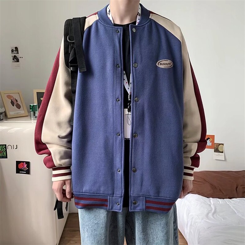 秋冬美式拼色棒球服外套男韩版潮流宽松休闲潮飞行员夹克RW13P50,男装夹克,星座1116-2