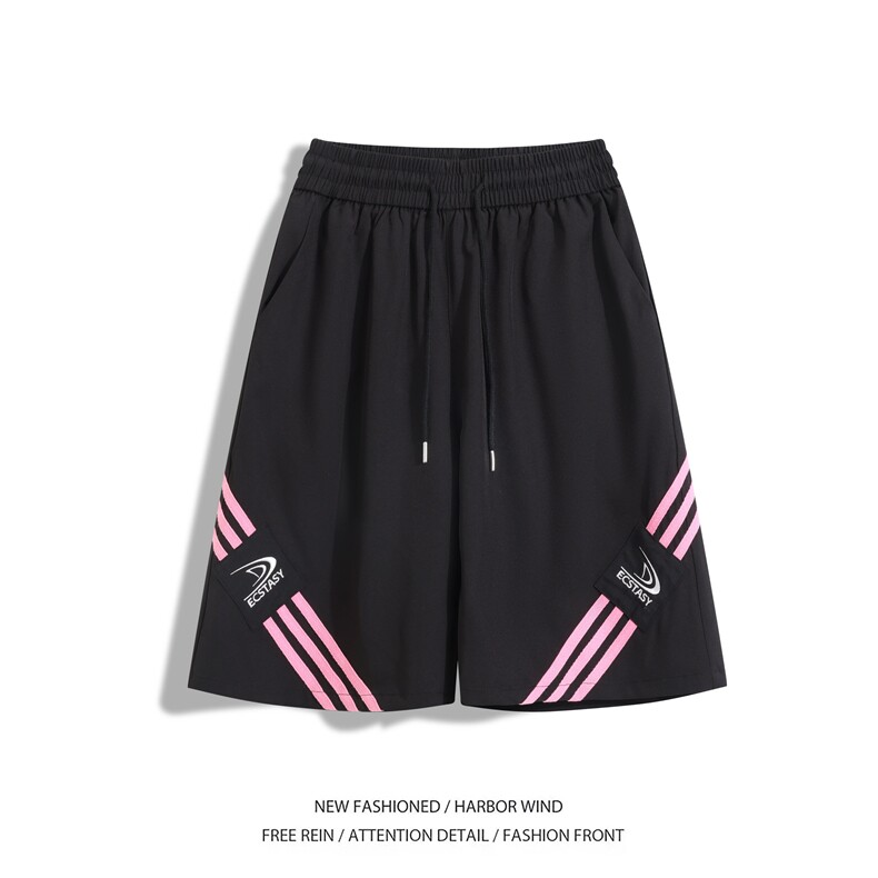 抖音品质夏季新款美式条纹宽松冰丝五分裤B315-K25790-特p30控58,男装休闲裤,电商B315