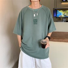 新款夏季短袖珠地面料宽松简约落肩男士T恤ZDY3409-P46,男装T恤,星座717