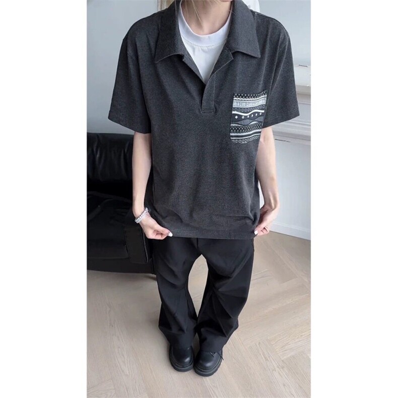 XZ1005-1-TTH430-P58费尔岛海鸥领假两件短袖polo衫正肩t恤半袖，男装Polo衫，星座1005-1