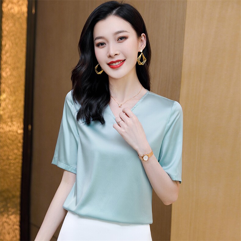 重磅真丝衬衫女2025夏新款半袖小衫气质桑蚕丝高端大牌小个子上衣,女装衬衫,阿舍尔精品