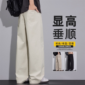 纯棉休闲裤男春季百搭阔腿拖地裤潮牌美式宽松直筒长裤Z2563-P45图片