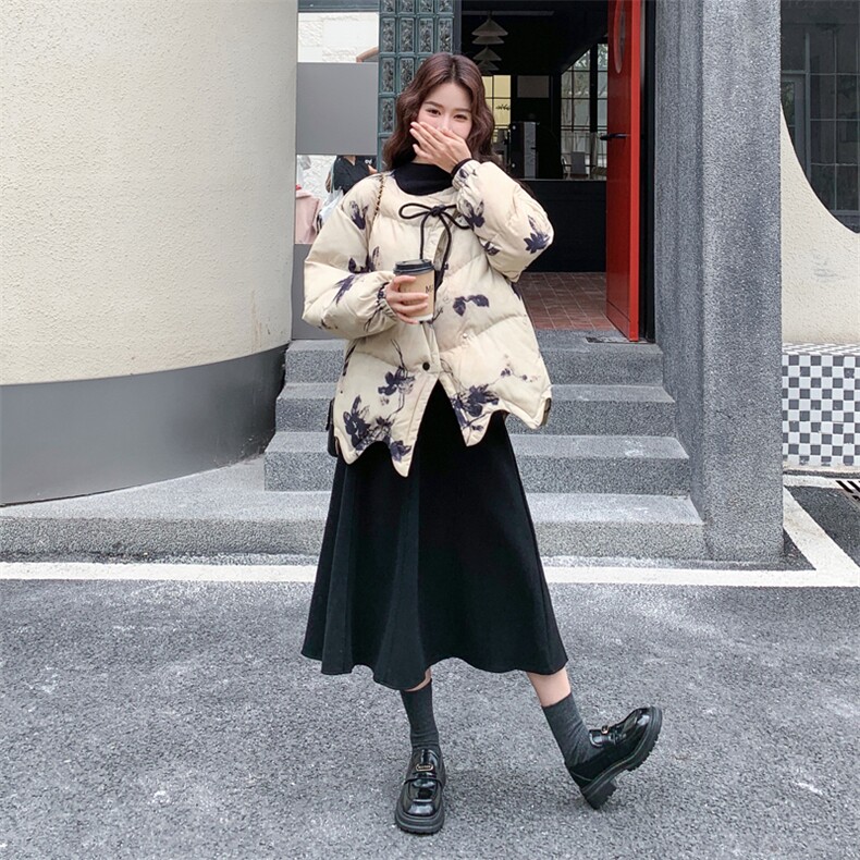 新中式不规则小众设计感短款羽绒服女冬季2025新款加厚白鸭绒外套,女装羽绒服,2C278