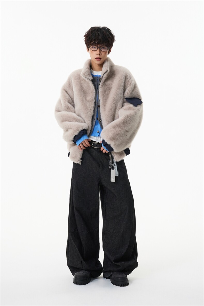 冬季座山雕情侣棉服解构水貂毛加厚毛领棉衣宽松棉袄外套男,男装棉衣,星座903-1
