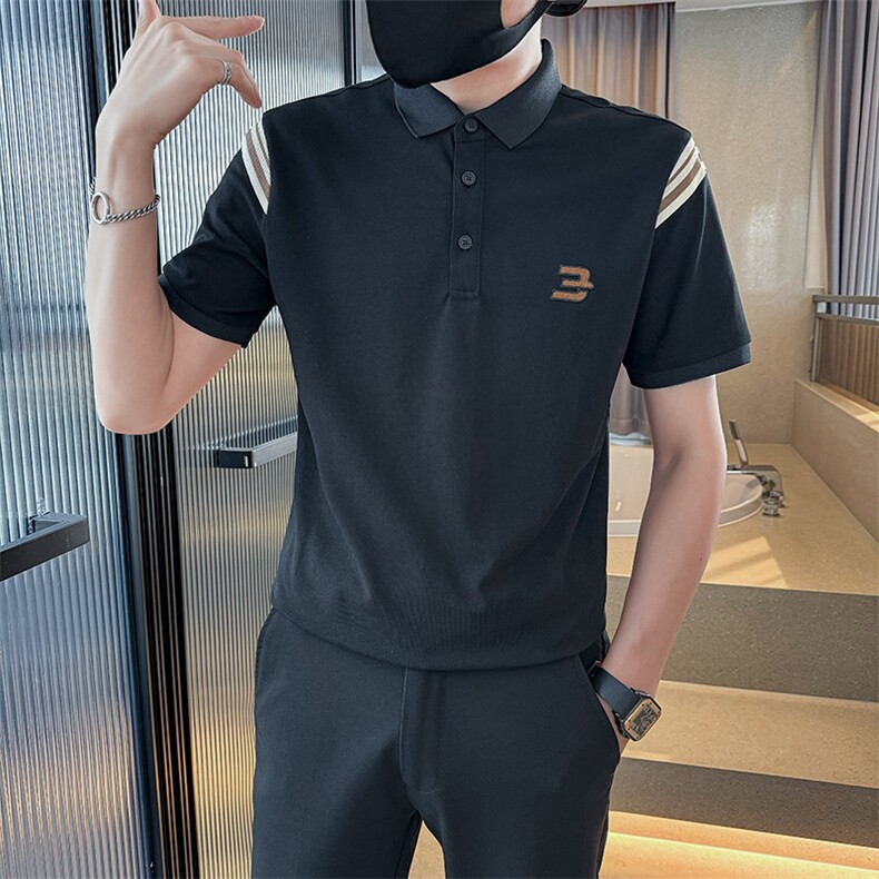 2025夏季短袖T恤翻领织带设计Polo衫高级感时尚上衣T0277-P48控78,男装T恤,电商D342