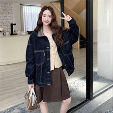 有货领子拼皮牛仔外套2C090-8911-P145-K198，女装短外套，2C090