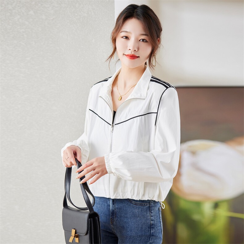 《现货新品》三条杠抽绳拼接时尚休闲短外套,女装短外套,天丽