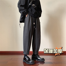 冬季新款加厚哈伦宽松大码呢料休闲裤纽扣小脚萝卜裤男3555-P70，男装休闲裤，电商C305A