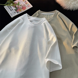 8XL-M短袖肌理感冰丝凉感T恤特大码鸡心领半袖纯色体恤DX1216/P28图片