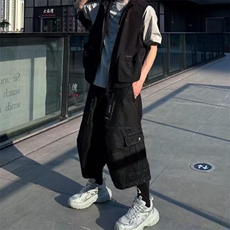 美式vibe水洗牛仔宽松阔腿牛仔裤男复古潮流直筒休闲百搭七分裤子，男装牛仔裤，星座1210-1