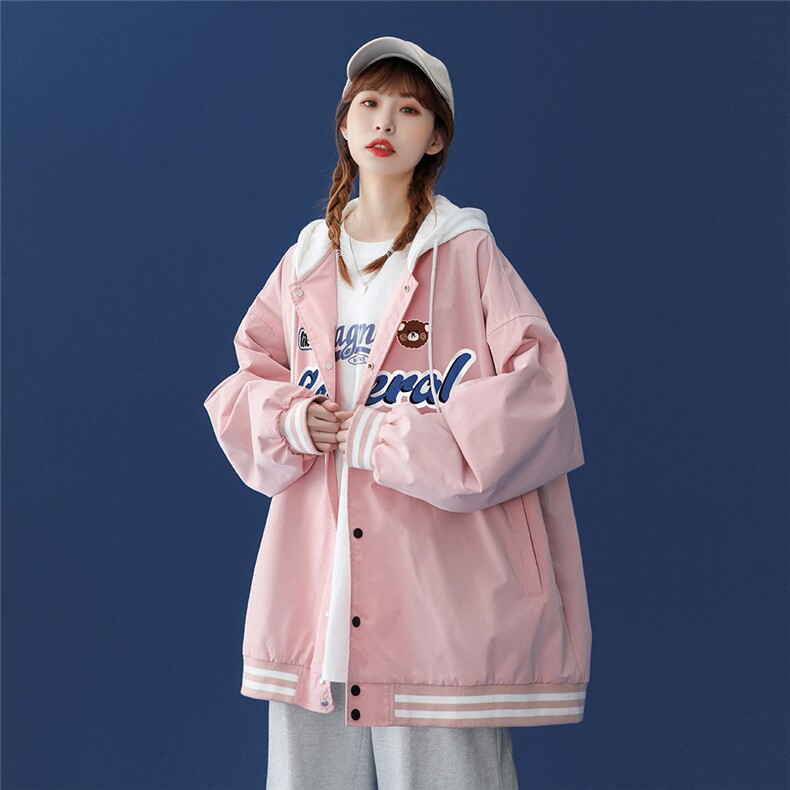 中性风秋季百搭宽松夹克情侣连帽棒球服外套女G622P65控78，男装夹克，电商A268