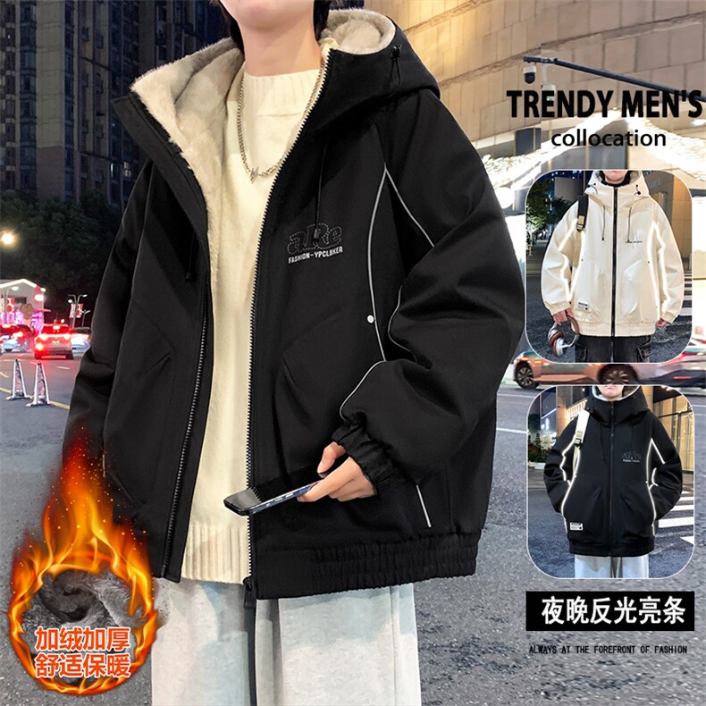 网红座山雕加绒加厚棉衣外套新款情侣连帽夹克 A436-2539-P95图片
