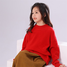 秋冬女时尚百搭休闲简约蝴蝶儿童羊绒衫，童装儿童羊绒衫，阿古朵