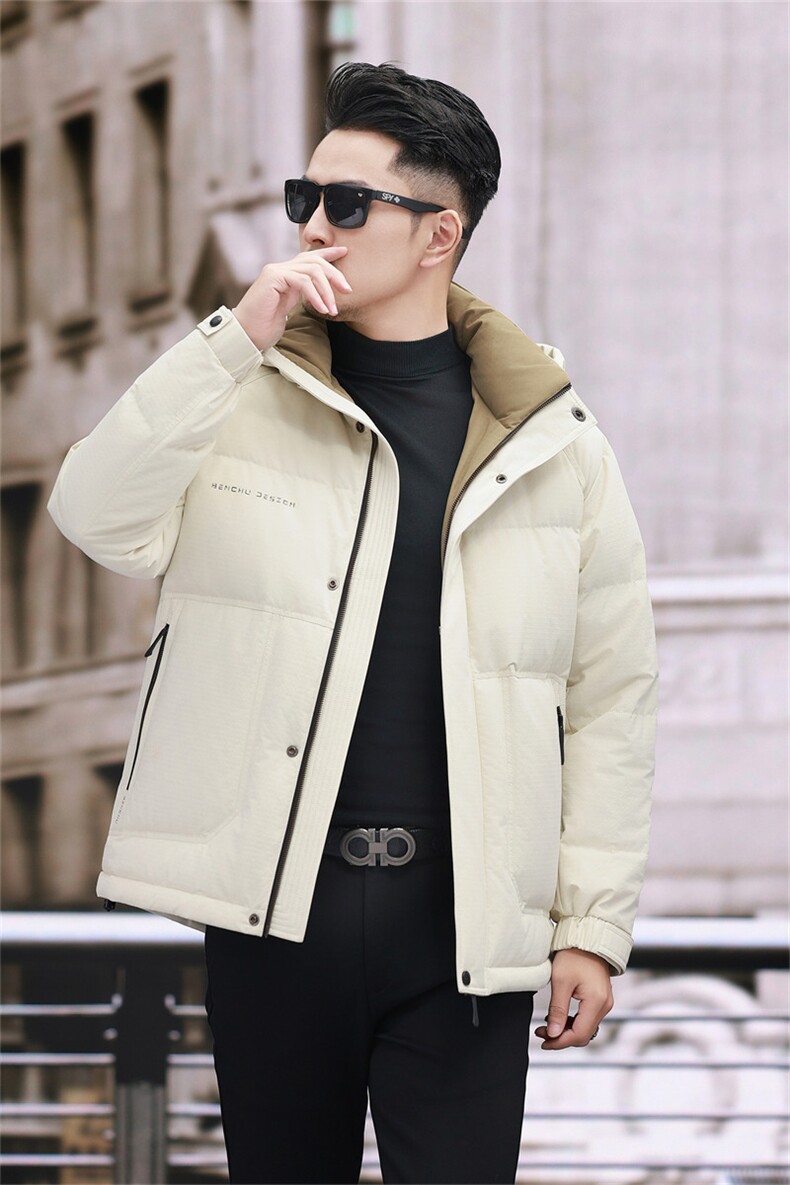 新款新标90绒中青年羽绒服外套男士秋冬连帽时尚休闲羽绒服大衣,男装羽绒服,钱塘723