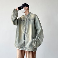 水洗做旧立领黄泥染牛仔夹克男士2024秋季新痞帅休闲外套NT5511，男装夹克，星座601-2