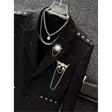 满天星设计感西装外套男女痞帅百搭韩版炸街闪闪烫金小西服上衣，男装西服套装，星座601-1