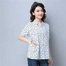 圆点纯棉新款韩版风格宽松休闲女上衣931款-，女装大码女装，秋牧寒烟