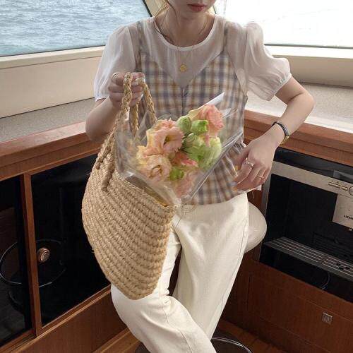 现货夏季新款天丝假2件衬衫，女装衬衫，木可可木R