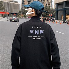 M18120-P45 半高领毛衣男士大码针织衫男毛线衣男线衫图片