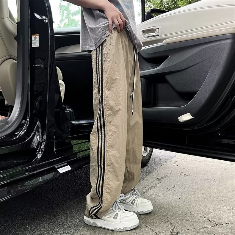 条纹裤子男女夏季美式速干工装三条杠直筒运动休闲裤A6100-P40，男装休闲裤，星座1008