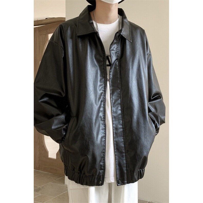 软皮衣服男士机车夹克翻领工装PU皮2025帅气短款JK2139-P75,男装夹克,星座210-1